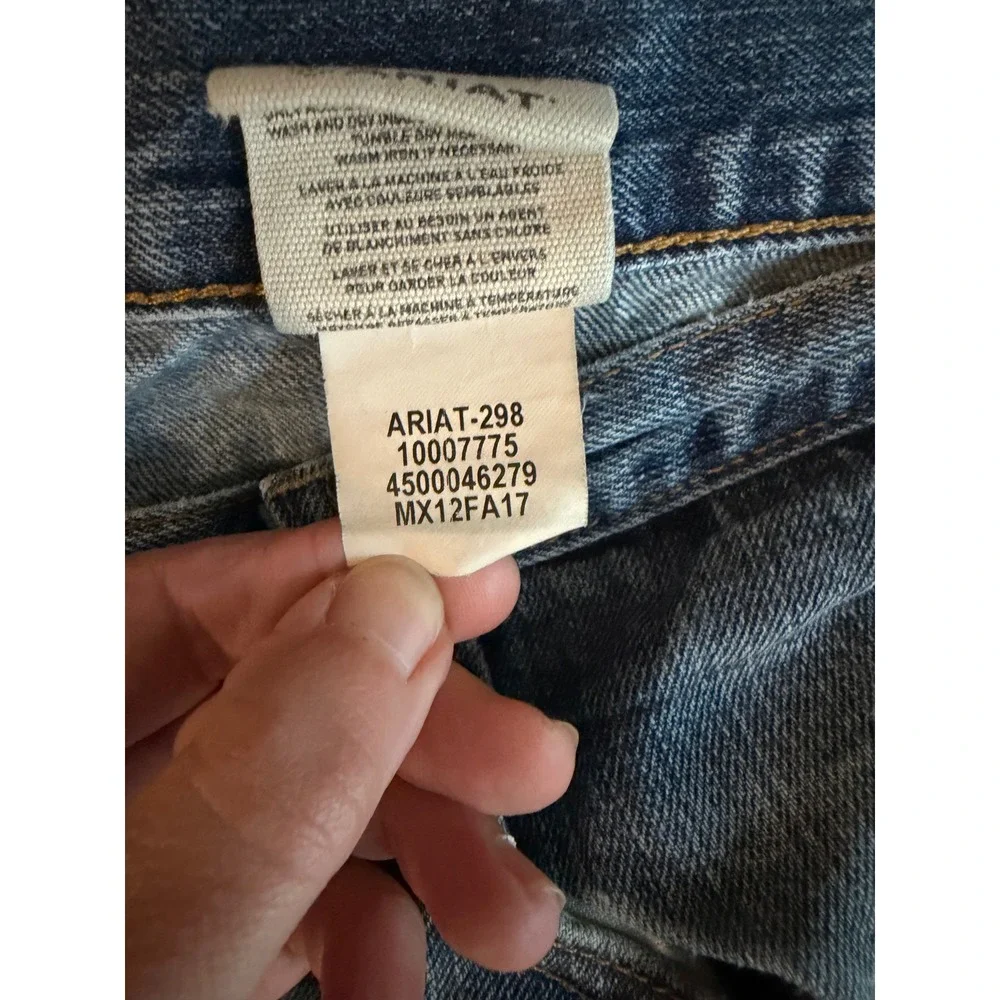 Ariat Mens 36x32 Blue Jeans Western Cowboy Straight Relaxed 100% Cotton